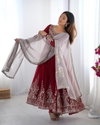 Tew Heavy Georgette With Multy Thread Heavy 5mm Embroidery Sequence Work Top With Bottom Dupatta Online Wholesale